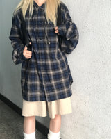 デイリーヴィンテージフード付きチェックシャツ