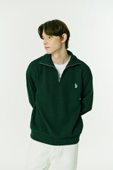 ハーフジップアップニットスウェットシャツ/HALF ZIP UP KNIT SWEATSHIRTS GREEN