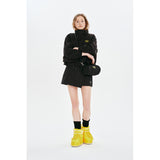 CHERRY CROP STRING DOWN VEST [BLACK]
