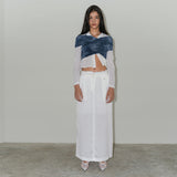 シアーマキシローライズスカート / SHEER MAXI LOWRISE SKIRT (WHITE)