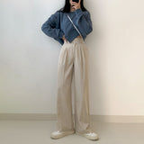 [ハイウェスト］ワンボタンピンタックスラックス / [High waist] one-button pin tuck slacks