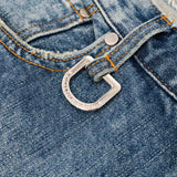 STRAIGHT-LEG DISTRESSED JEANS