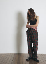 DREAMCATCHER CHECK LOOSE-FIT PANTS (Khaki) (6680169611382)