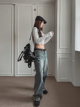 ティンドウォッシングストレートデニムパンツ