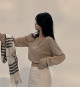 [BELLIDE MADE] Soft button long-sleeve knitwear