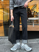 LMN レギュラーロールアップデニムパンツ / LMN Regular Roll-Up Denim Pants (Black)