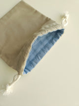Two tone string pouch - beige L