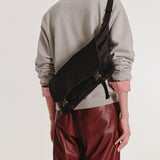 2-Buckle Biker Messenger Bag (Black)