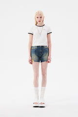 チェリーレーステープスリムTシャツ / CHERRY LACE TAPE SLIM T-SHIRT [WHITE]