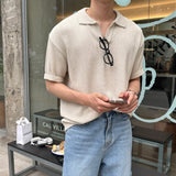 アンダーブックルオープンカラーショートスリーブニットウェア / Ander Bookle Open Collar Cool Short-Sleeved Knitwear (4 colors)
