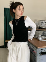 オレオ オープン ショルダー ニット トップ / Oreo open shoulder knit top