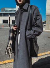 [WOOL 50%] [MADE] wool maxi trench mac coat