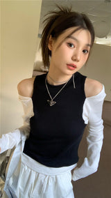 オレオ オープン ショルダー ニット トップ / Oreo open shoulder knit top