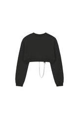 0 4 chain crop sweat shirt - BLACK (6601587032182)