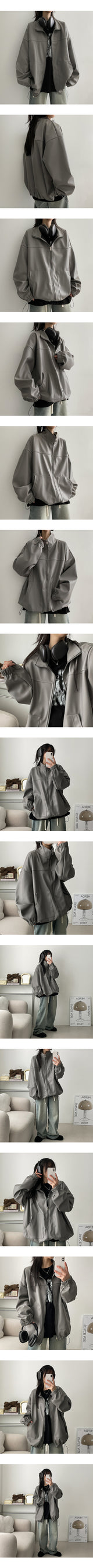 Lueing Box Fit String Leather Jumper Jacket