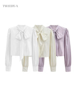 Big Ribbon Strap Cropped Blouse 3 Colors