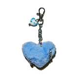 Blue heart fur keychain