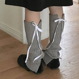 Kobel ribbed knit balletcore ribbon string leg warmer