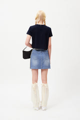 ウィッティバニートムボーイクロップTシャツ / WITTY BUNNY TOMBOY CROP T-SHIRT [NAVY]