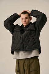 QUILTING SHIRT JACKET - BLACK