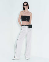 ローエッジボタンチューブトップ / Raw Edge Button Tube Top _ Black