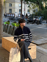 ASCLO Over Border Half Zip Up Knit (4color)