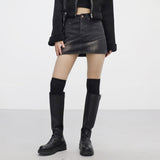 pony high-waist denim skirt