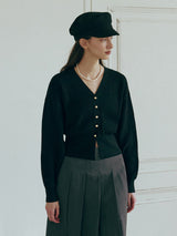 VOLUME SLEEVE CARDIGAN BLACK