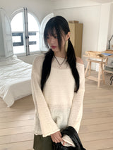 Lipu boat neck overfit mongle long sleeve knit
