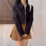 [Bellide made/2Size/Non-Fade] Slim Two-Way Denim Crop Jacket