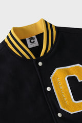 Big Patch Black Ivory Baseball Jacket / Varsity Jacket