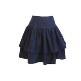 Floria shirring skirt (navy) (6656432767094)
