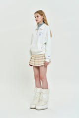 CHERRY ARCH CROP HALF ZIP UP [WHITE]