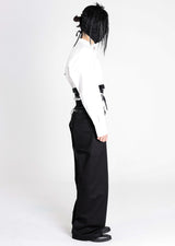 Raw Edge Elastic Pants