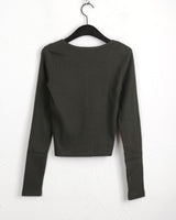 Gabe Snap Button U-neck Long Sleeve T-Shirt