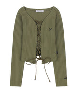 [NF] HITCH EYELET CARDIGAN (KHAKI)_F23ZB267
