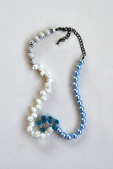 Blue and White Roses Necklace