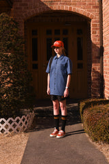ベースボール刺繍ユニセックス半袖シャツ / Baseball Grand Embroidery Short-Sleeved Unisex Denim Shirt