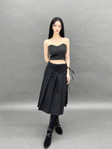 ベターラップアンバランスロングプリーツスカ－ト/797. Better wrap unbal long pleats sk (2color)