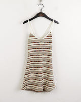バーニーアンドホルターストライプレイヤードミニワンピース / Barney and Halter Stripe Layered Mini One Piece