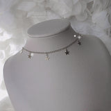 [Aespa Karina Necklace] Little Stars Choker Necklace - Silver Color