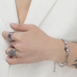 LITTLE CROS HALF CUBIC&CHANIN BRACELET (6585492602998)