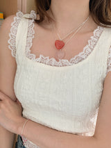 ロディンチェリーストーンハートネックレス / [925silver] Rodin Cherry stone Heart Necklace