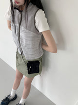 アズワンゴフコアサイドシャーリングカラーリングジップアップベスト / Asone Goff Core Side Shirring Coloring Zip-up Vest