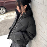 Sizen zipper pocket collar short padded coat