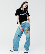 GLITTER LOGO UNBALANCE CROP TEE (6589981622390)