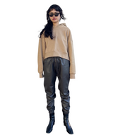 エンボスクロップドフーディー/Emboss Cropped Hoodie-BEIGE