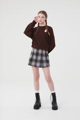 ウィティーバニークロップ丈スウェットシャツ／WITTY BUNNY CROP SWEATSHIRT [BROWN]