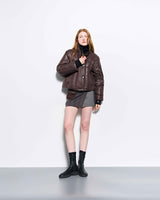 Rib Neck Goose Down Jacket _ Brown