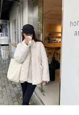 Ankara tteokbokki fleece coat